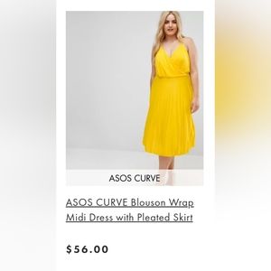 ASOS Curve Blouson Wrap Midi Dress with Pleated Skirt